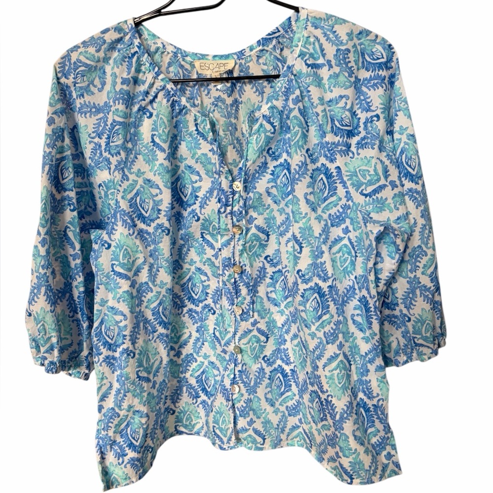 Habitat Blue and White Floral Women's Blouse - Picture 2 of 6